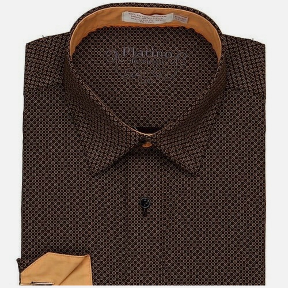 Platino Dress Shirt Orange Marquis L 16 1/2 34-35 - Picture 7 of 9